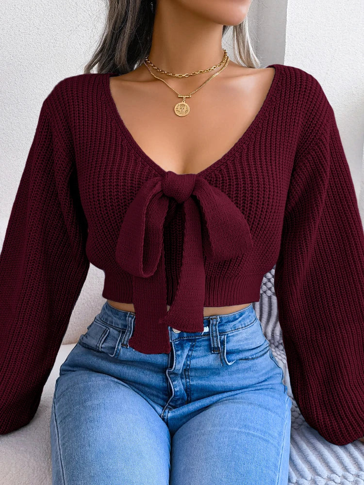 Bow Tie Crop Sweater